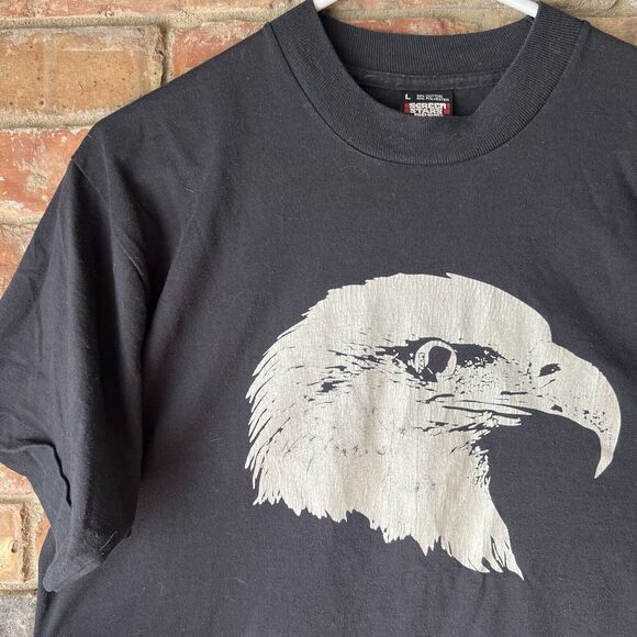 Screen Star Made in USA Bald Eagle Black Shirt Animal Bird We Care Fort Steer L - Picture 9 of 16
